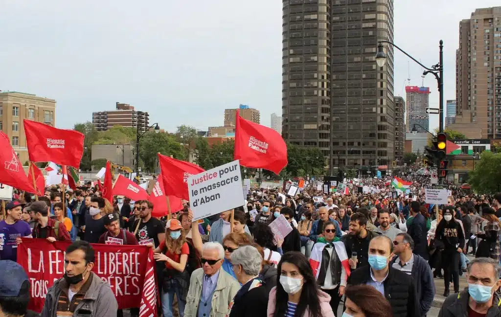 Thousands take to the streets of Montreal to protest the Iranian regime.