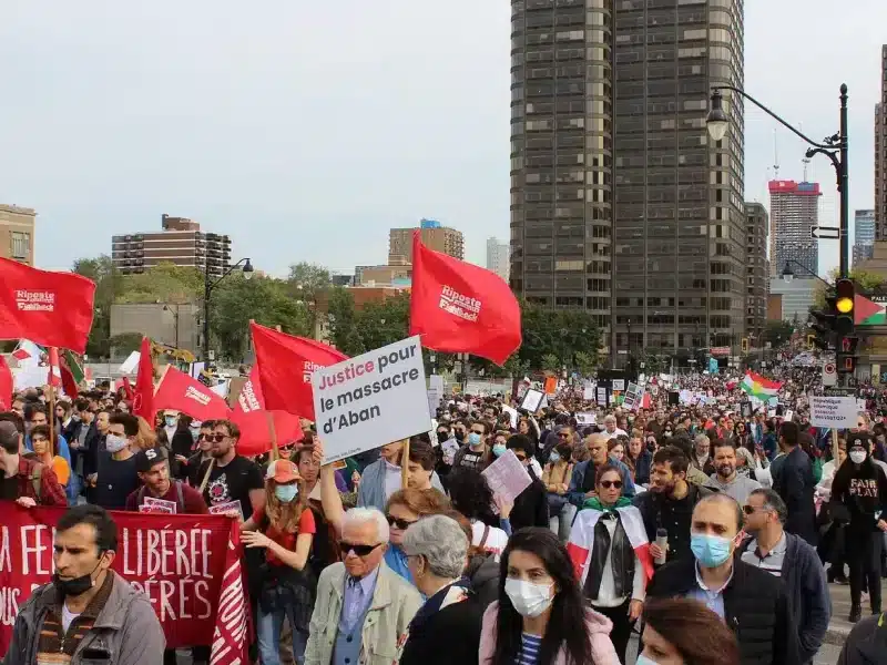 Thousands take to the streets of Montreal to protest the Iranian regime.